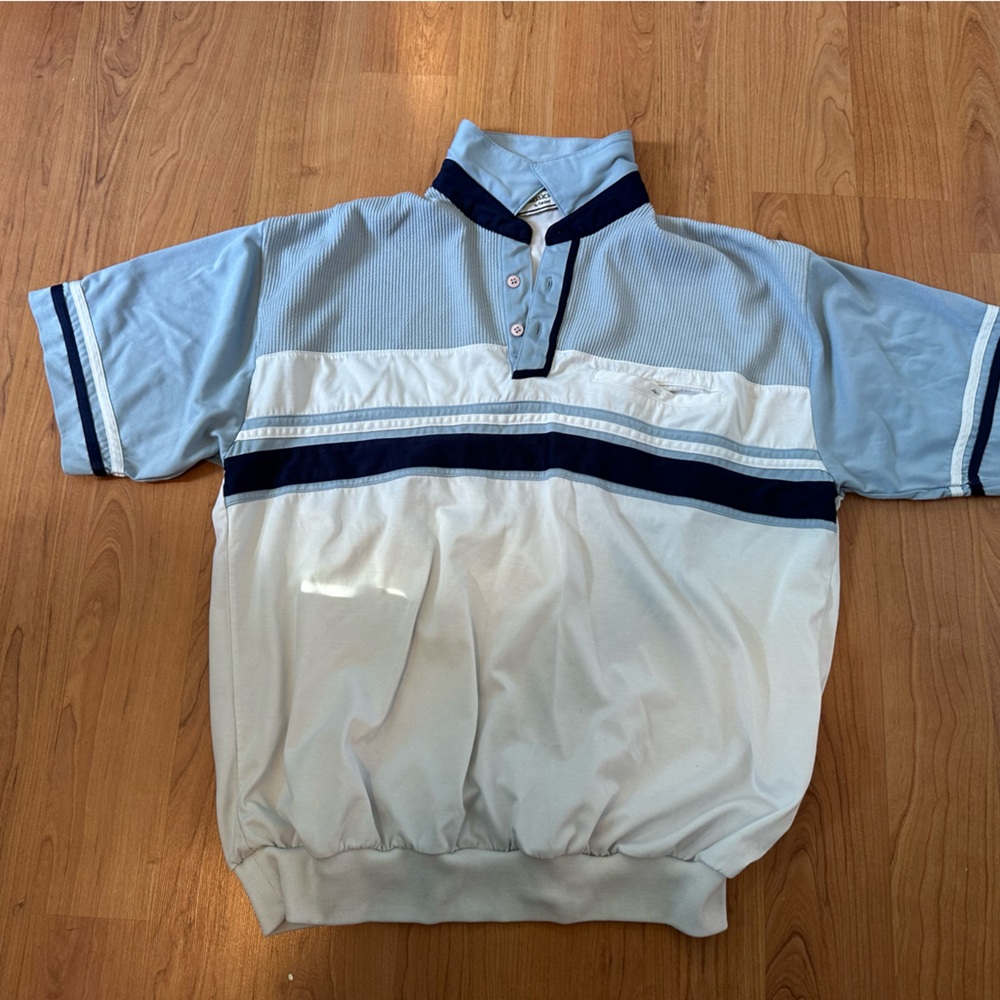 Classic Blue and White Button-Up Shirt